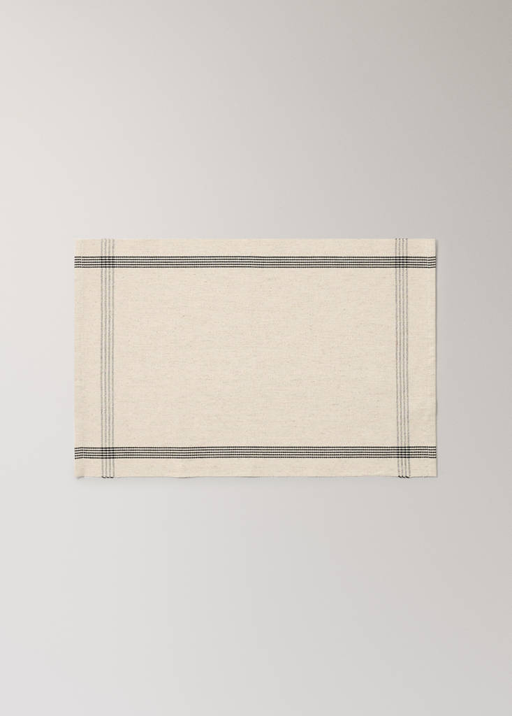 Single striped cotton placemat — Ecru