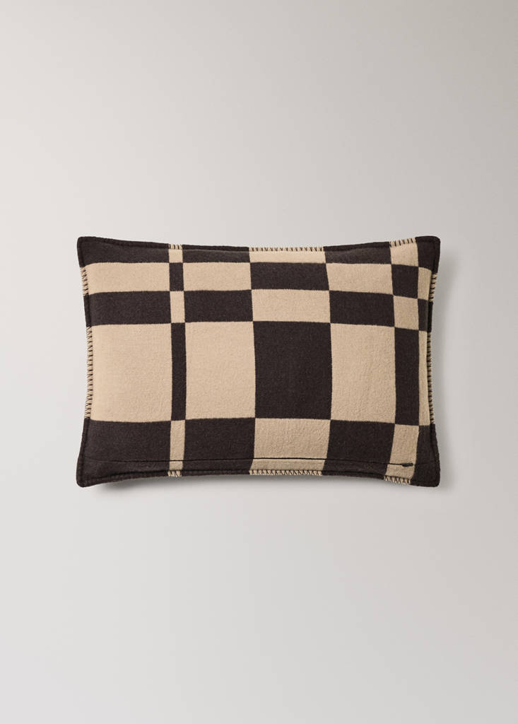 Wool blend check cushion cover 40x60 cm — Brown