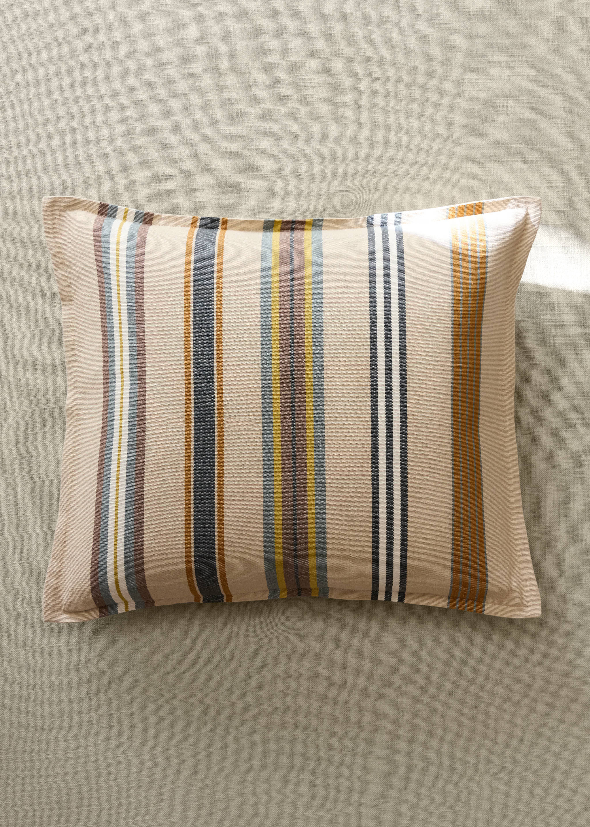 Multicolor woven striped cushion cover - General plane, Aqua Green. Ref: 37012567-00.