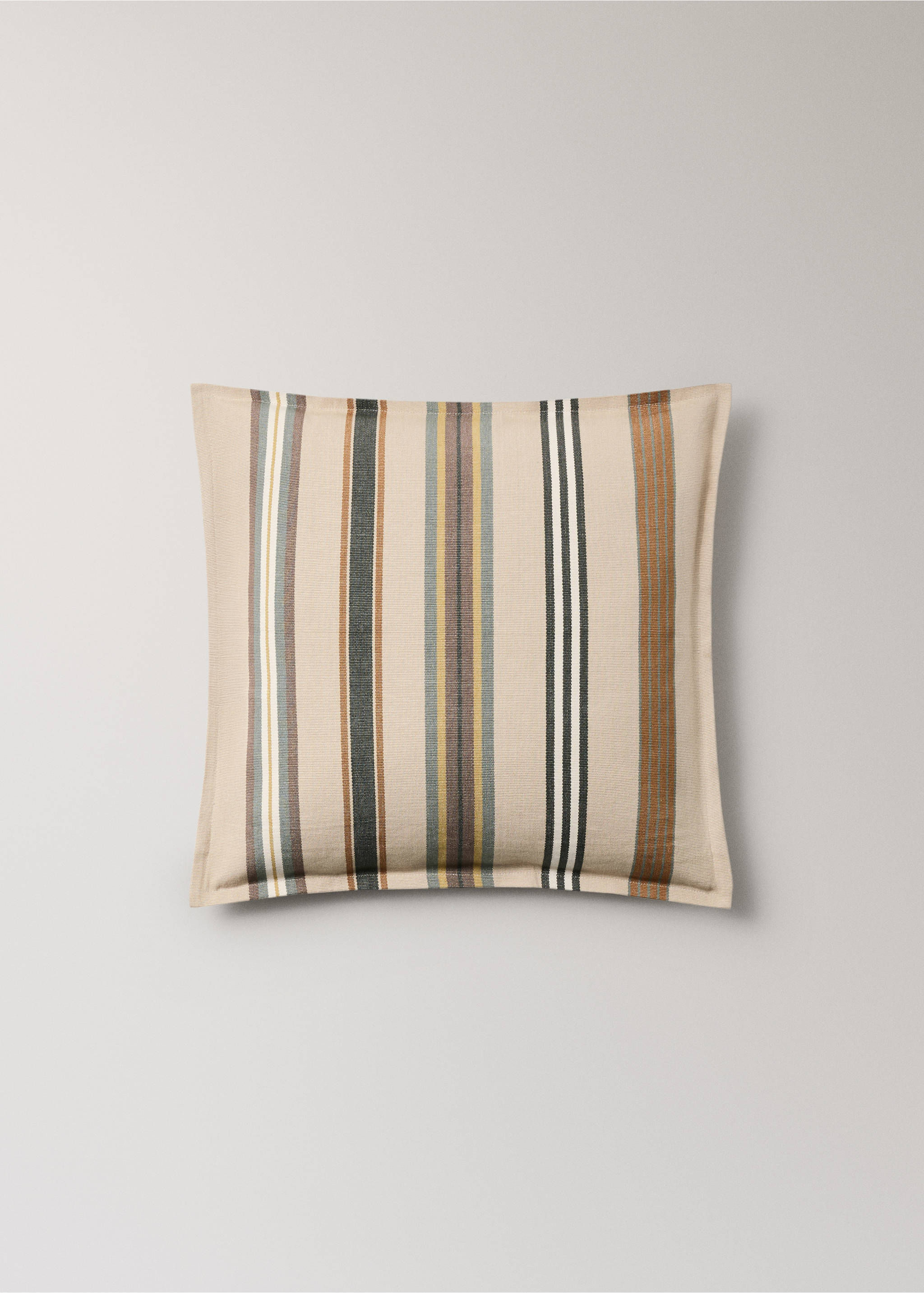 Multicolor woven striped cushion cover - Article without model, Aqua Green. Ref: 37012567-00.