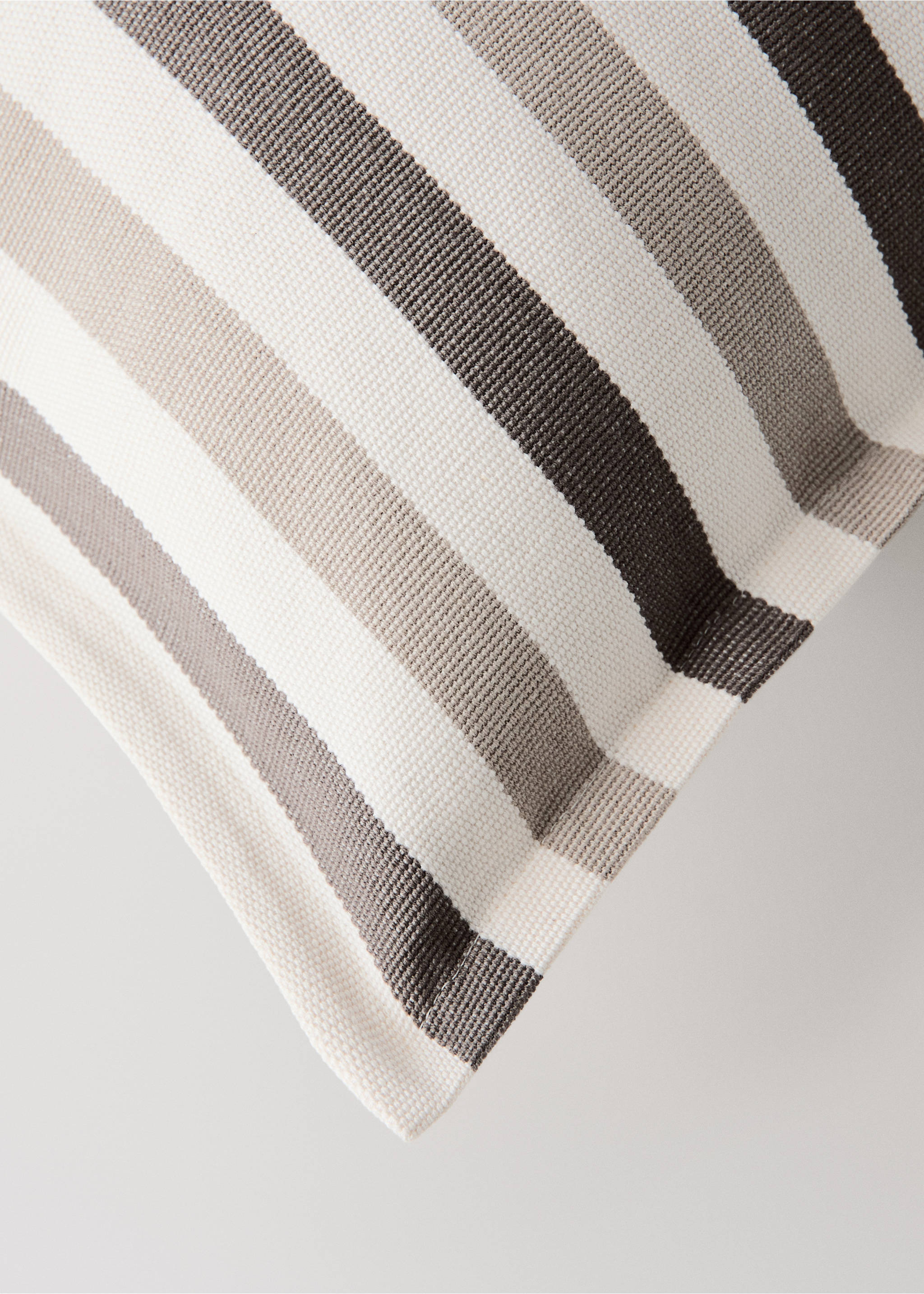 Multicoloured striped woven cushion cover - Details of the article 1, Light/Pastel Brown. Ref: 37012567-00.