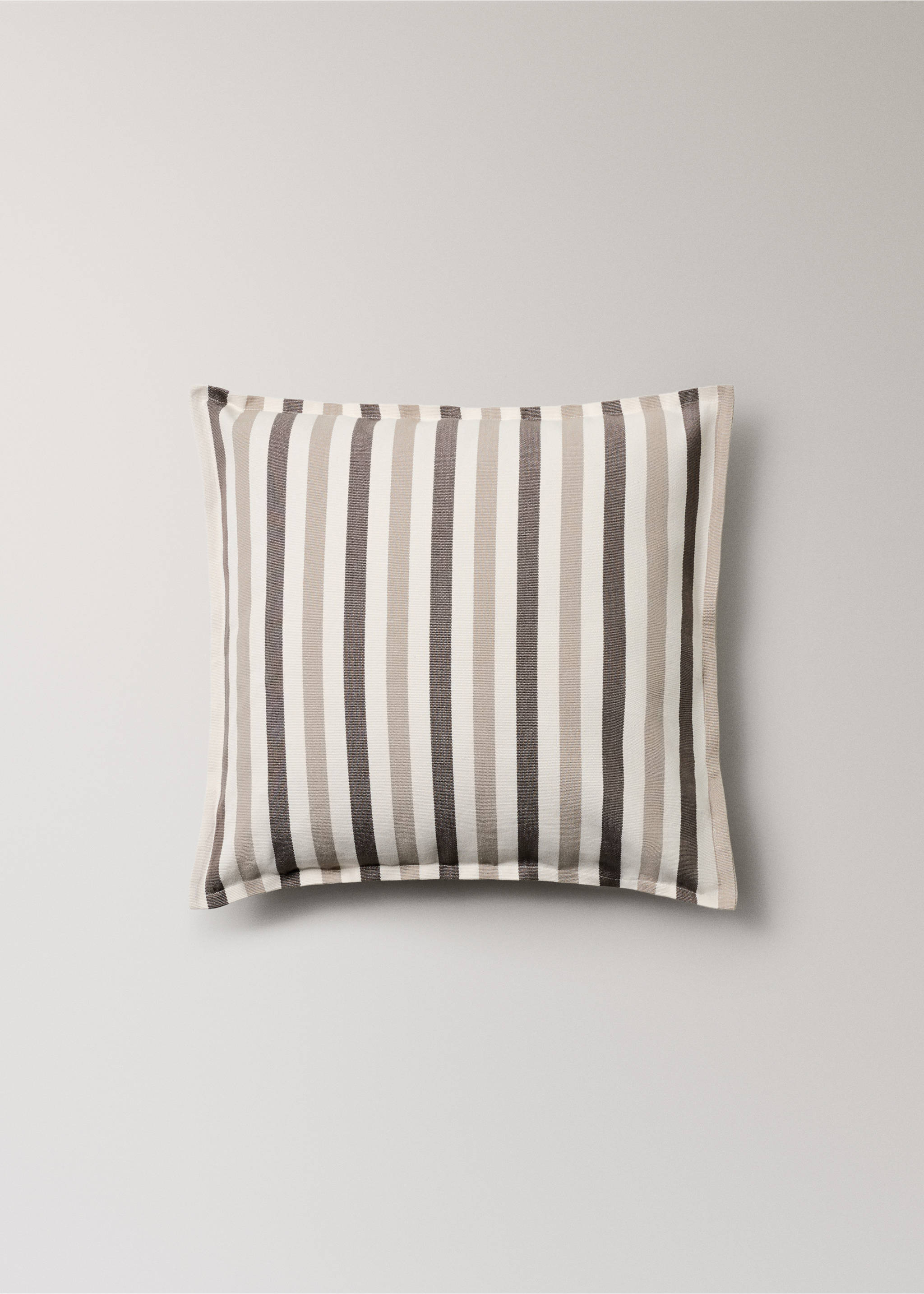 Multicoloured striped woven cushion cover - Article without model, Light/Pastel Brown. Ref: 37012567-00.