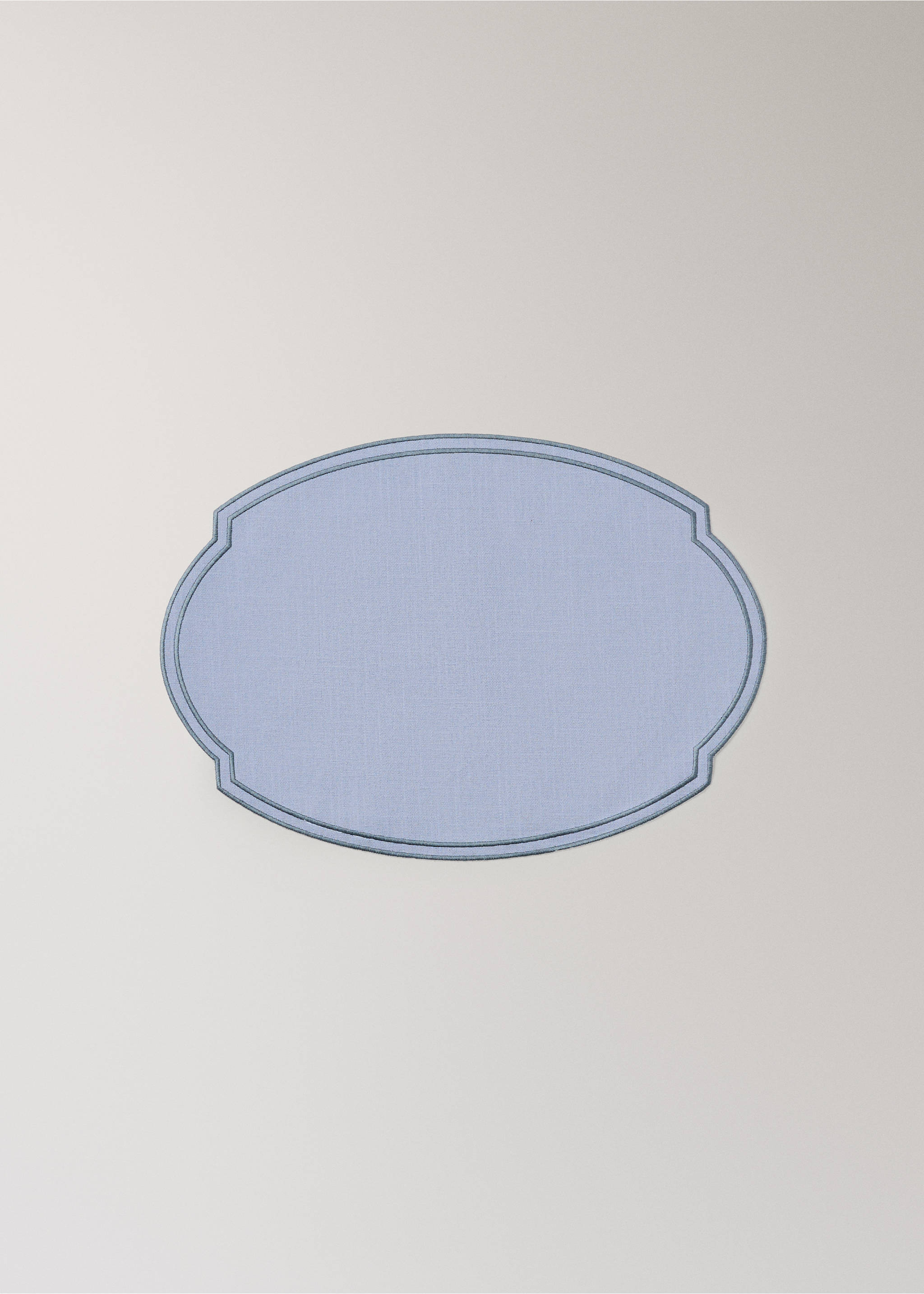 100% cotton placement with embroidered border 35x50cm - Article without model, Sky Blue. Ref: 37012569-00.