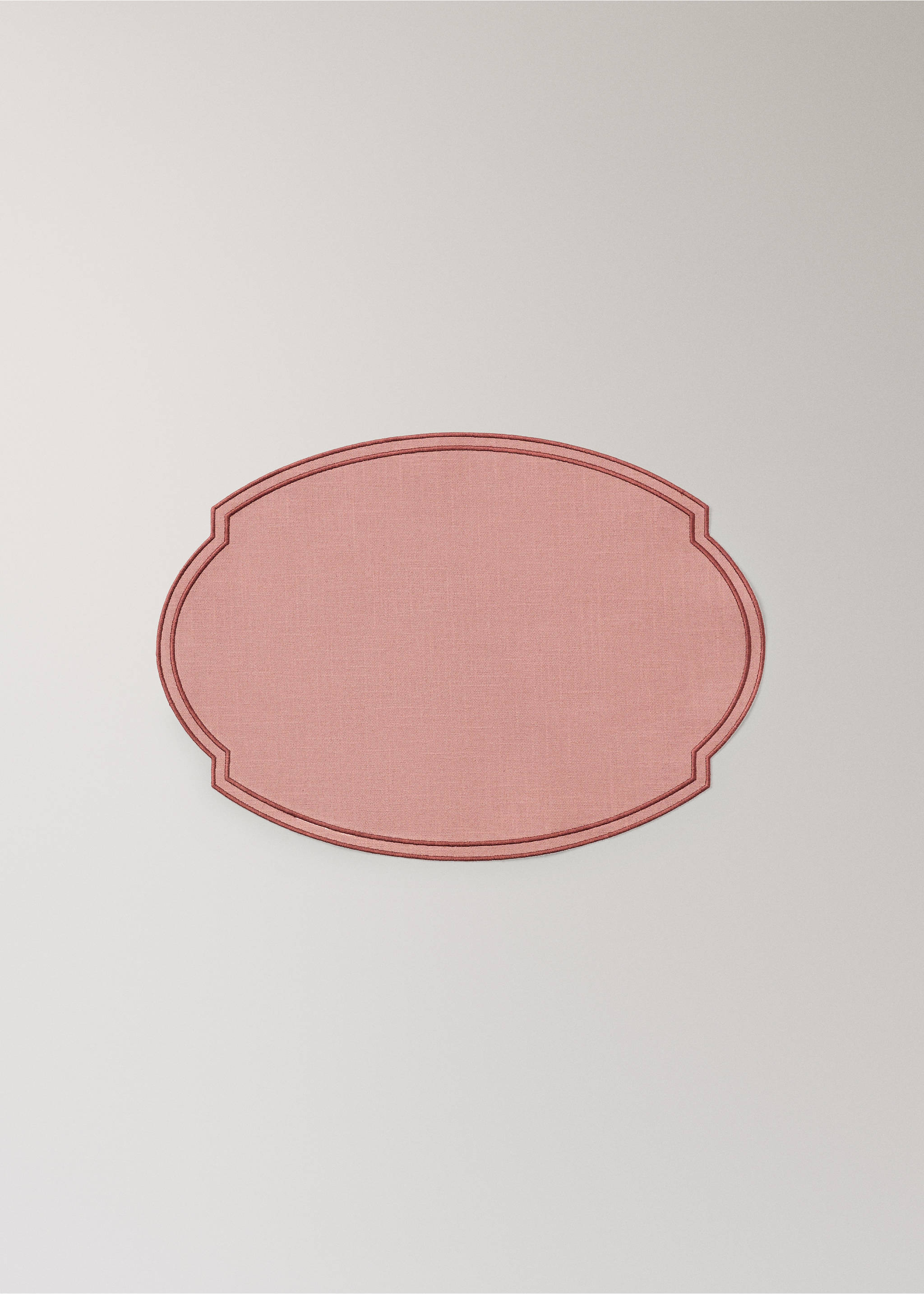 100% cotton placement with embroidered border 35x50cm - Article without model, Pale Pink. Ref: 37012569-00.