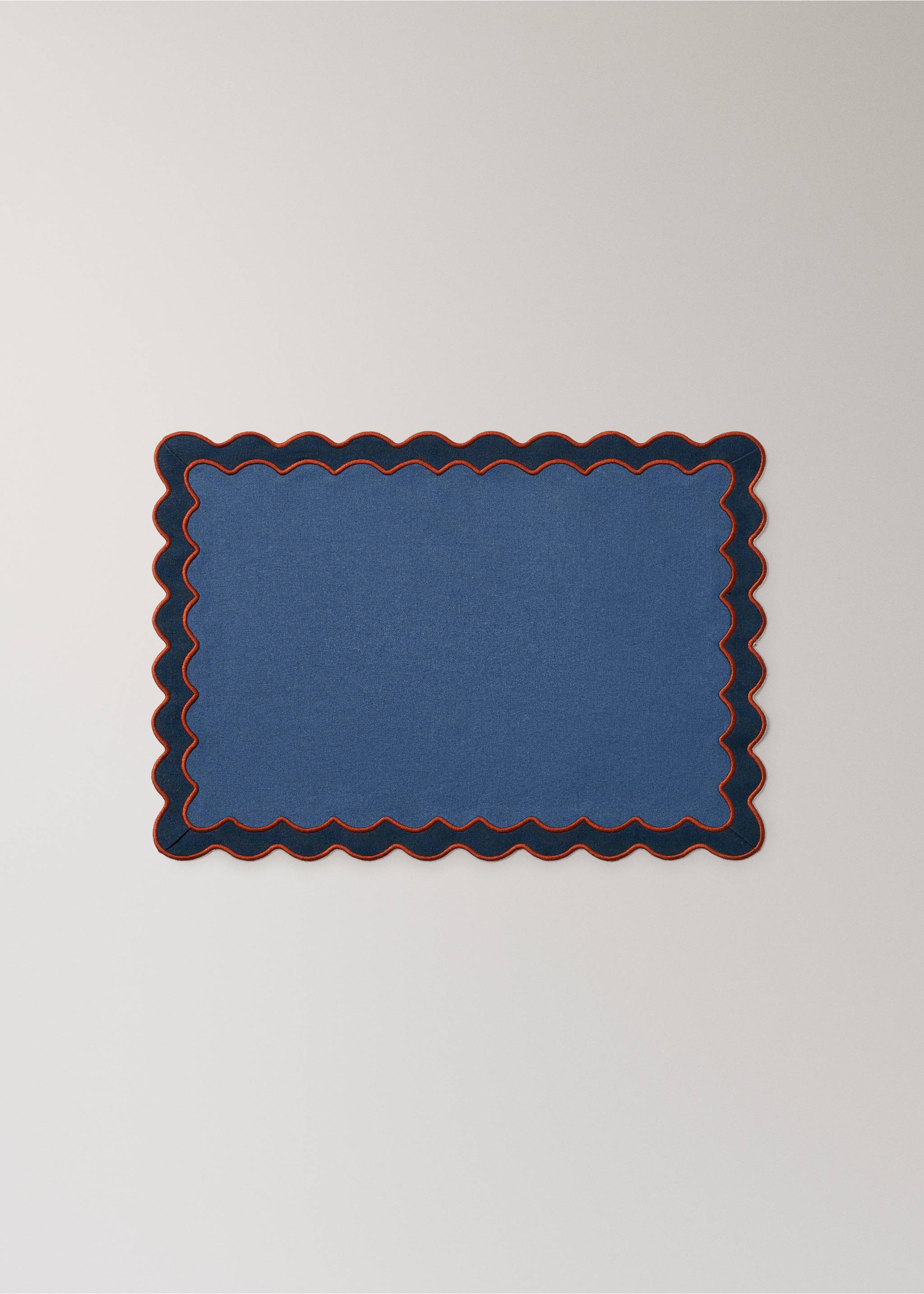 100% cotton placement with embroidered border 35x50cm - Article without model, Indigo Blue. Ref: 37012570-00.
