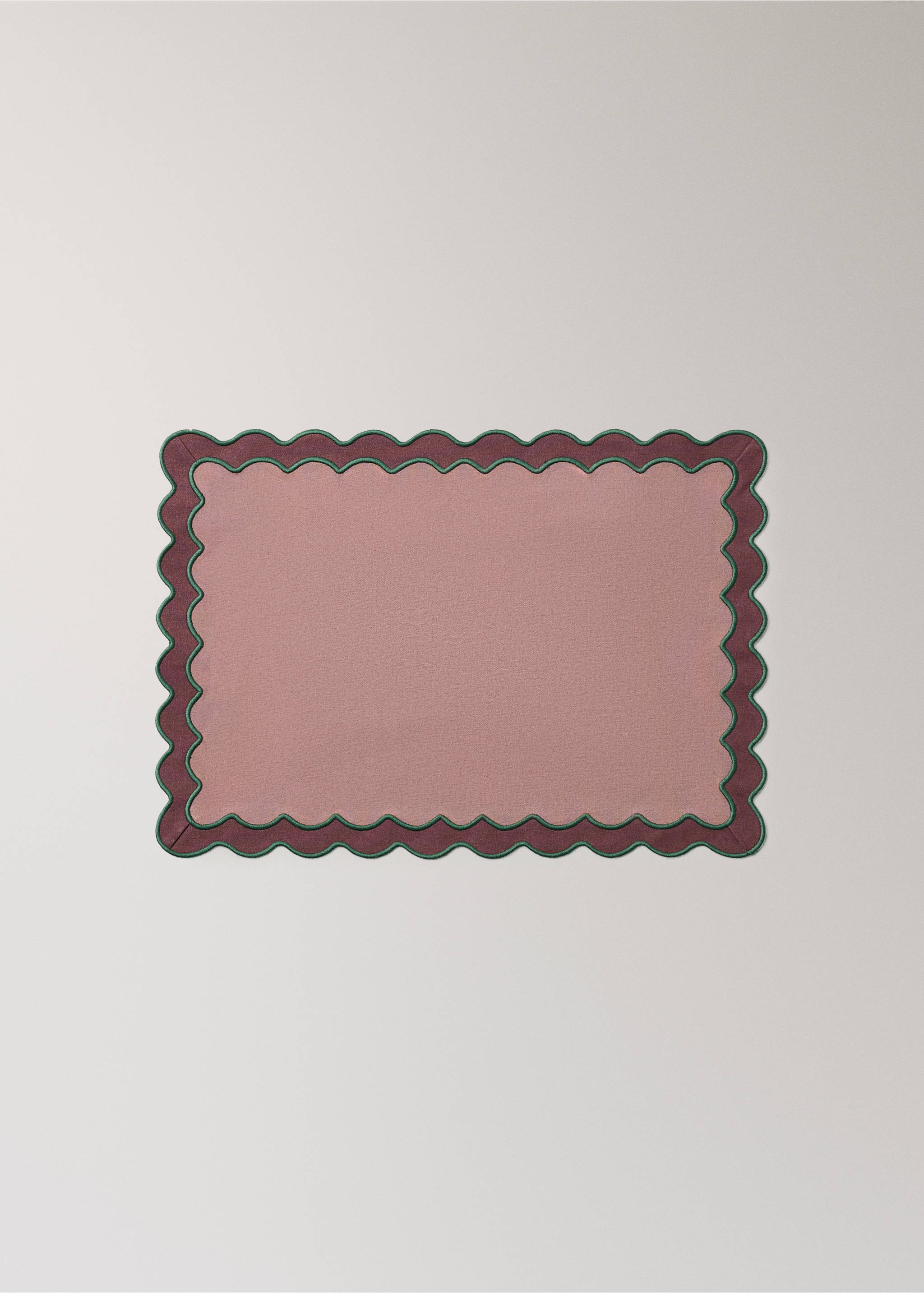 100% cotton placement with embroidered border 35x50cm - Article without model, Pink. Ref: 37012570-00.