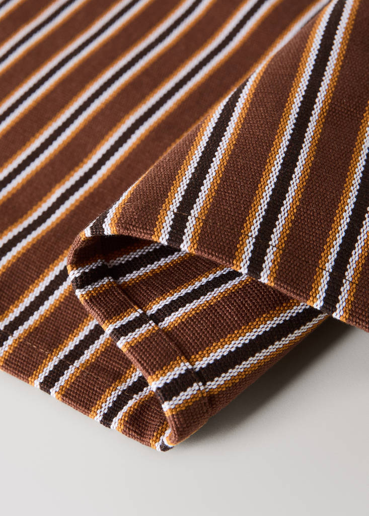 Single striped cotton placemat — Brown