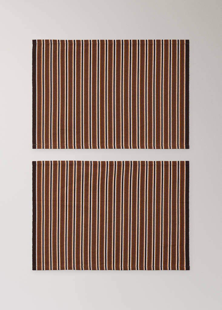 Single striped cotton placemat — Brown