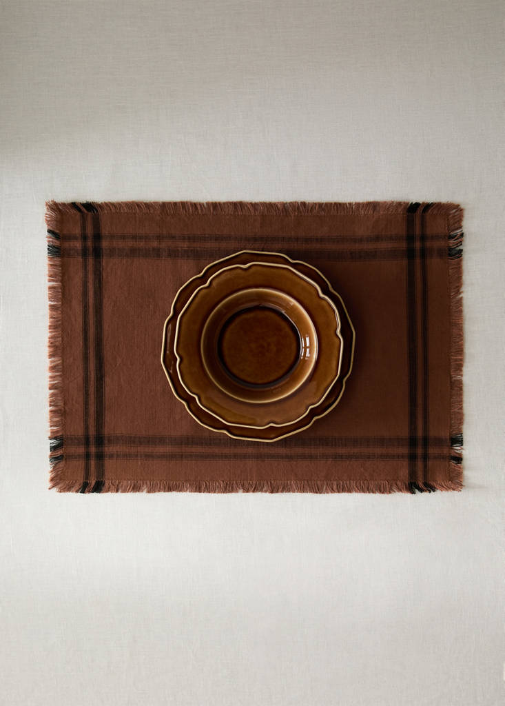 Single striped cotton placemat — Burnt Orange