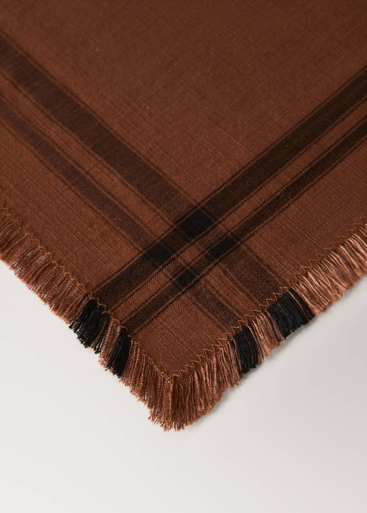 Single striped cotton placemat — Burnt Orange