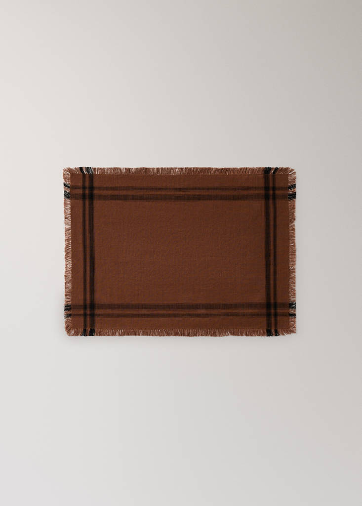 Single striped cotton placemat — Burnt Orange