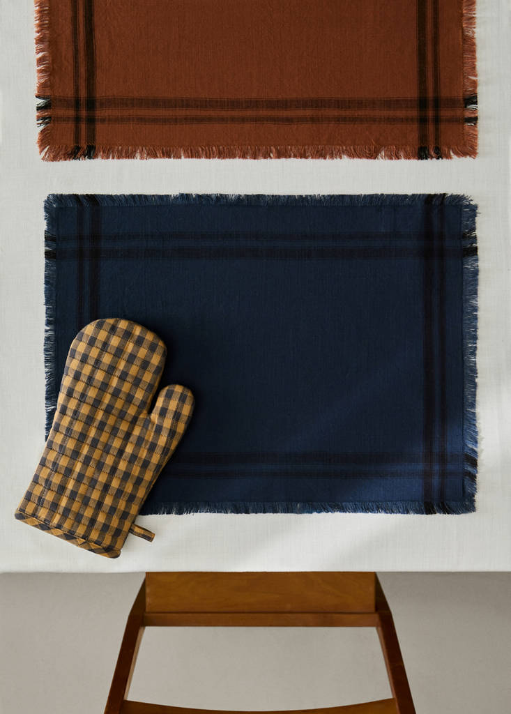 Single striped cotton placemat — Indigo Blue