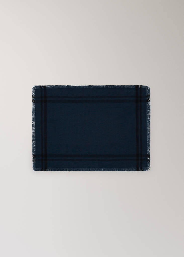 Single striped cotton placemat — Indigo Blue
