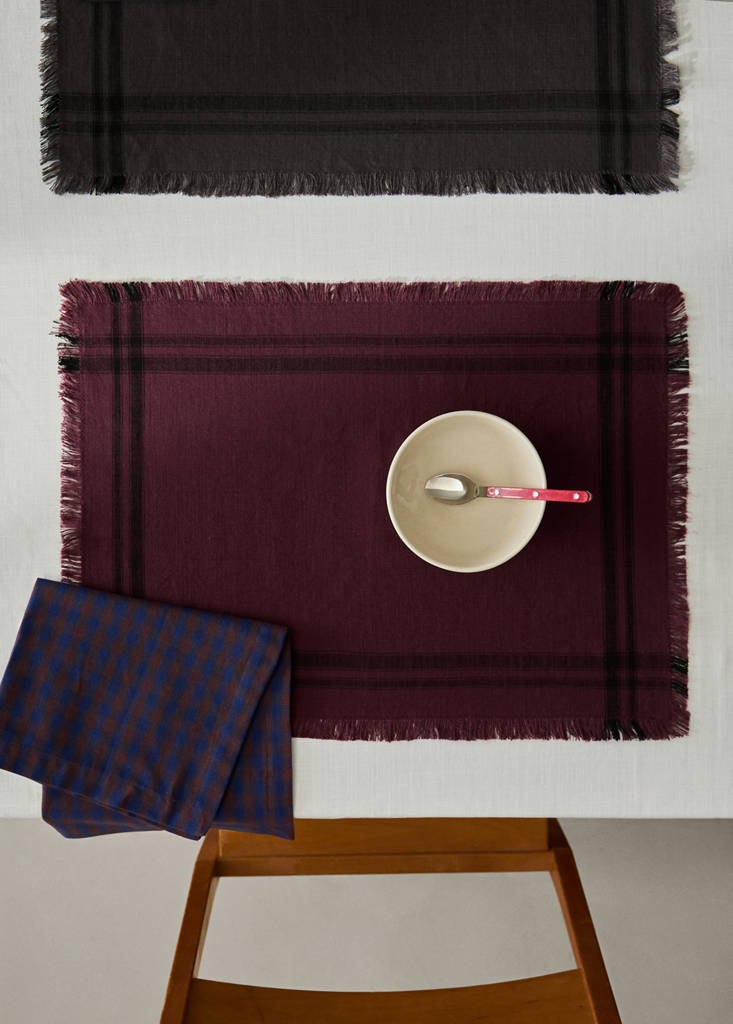 Single striped cotton placemat — Wine