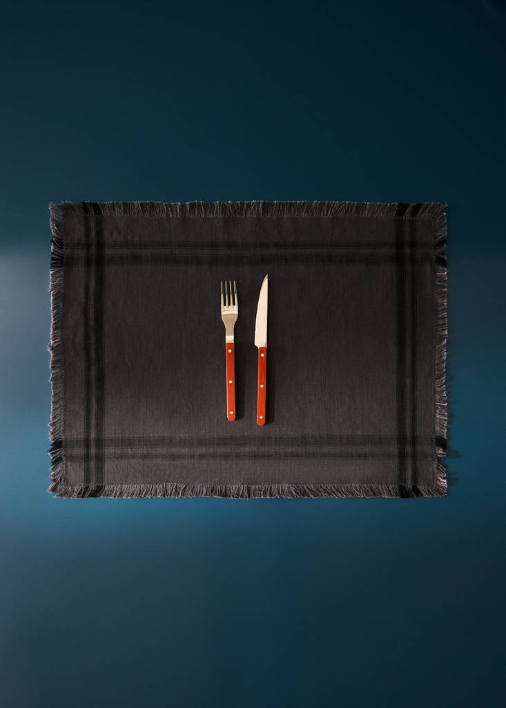 Single striped cotton placemat — Grey