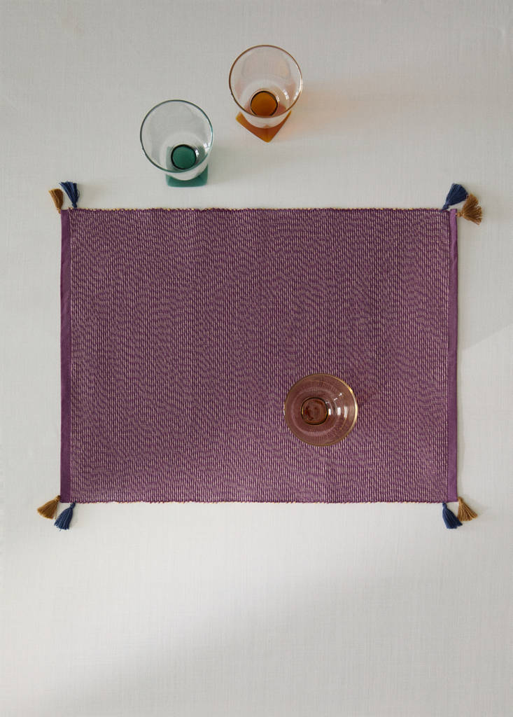 Melange pom pom placemat — Lilac