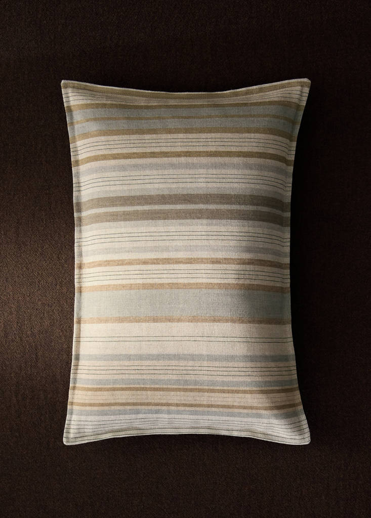 Linen cotton striped cushion cover 40x60 cm — Brown