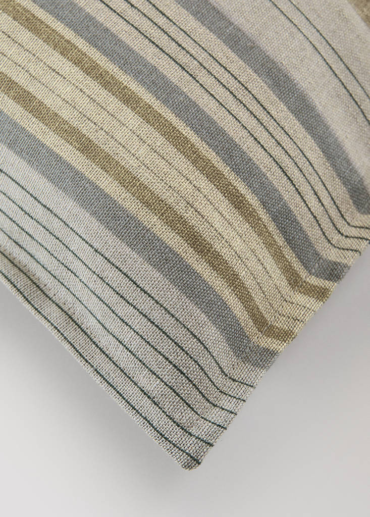 Linen cotton striped cushion cover 40x60 cm — Brown