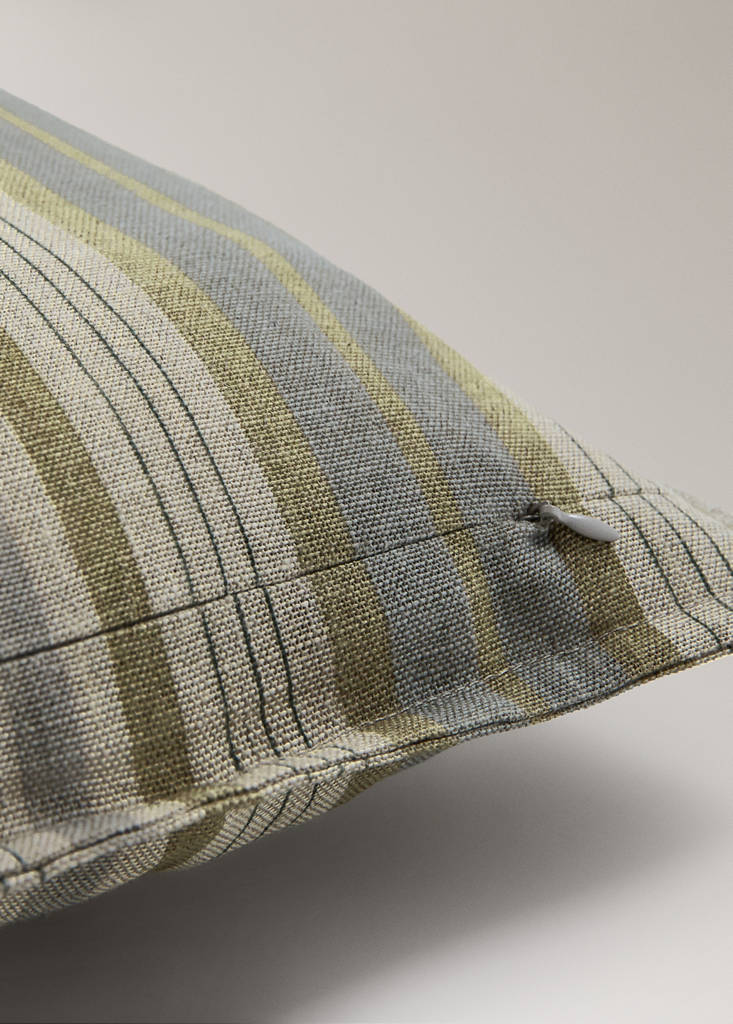 Linen cotton striped cushion cover 40x60 cm — Brown