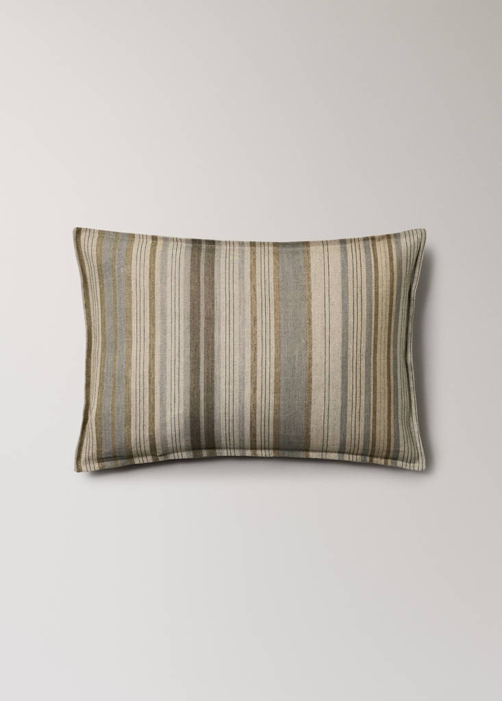 Linen cotton striped cushion cover 40x60 cm — Brown