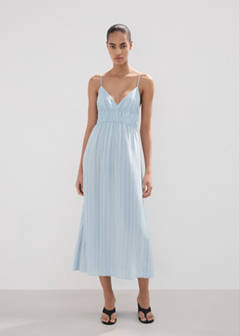 Striped gathered dress — Sky Blue 2