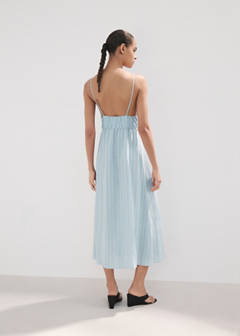 Striped gathered dress — Sky Blue 3
