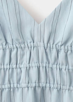 Striped gathered dress — Sky Blue 6