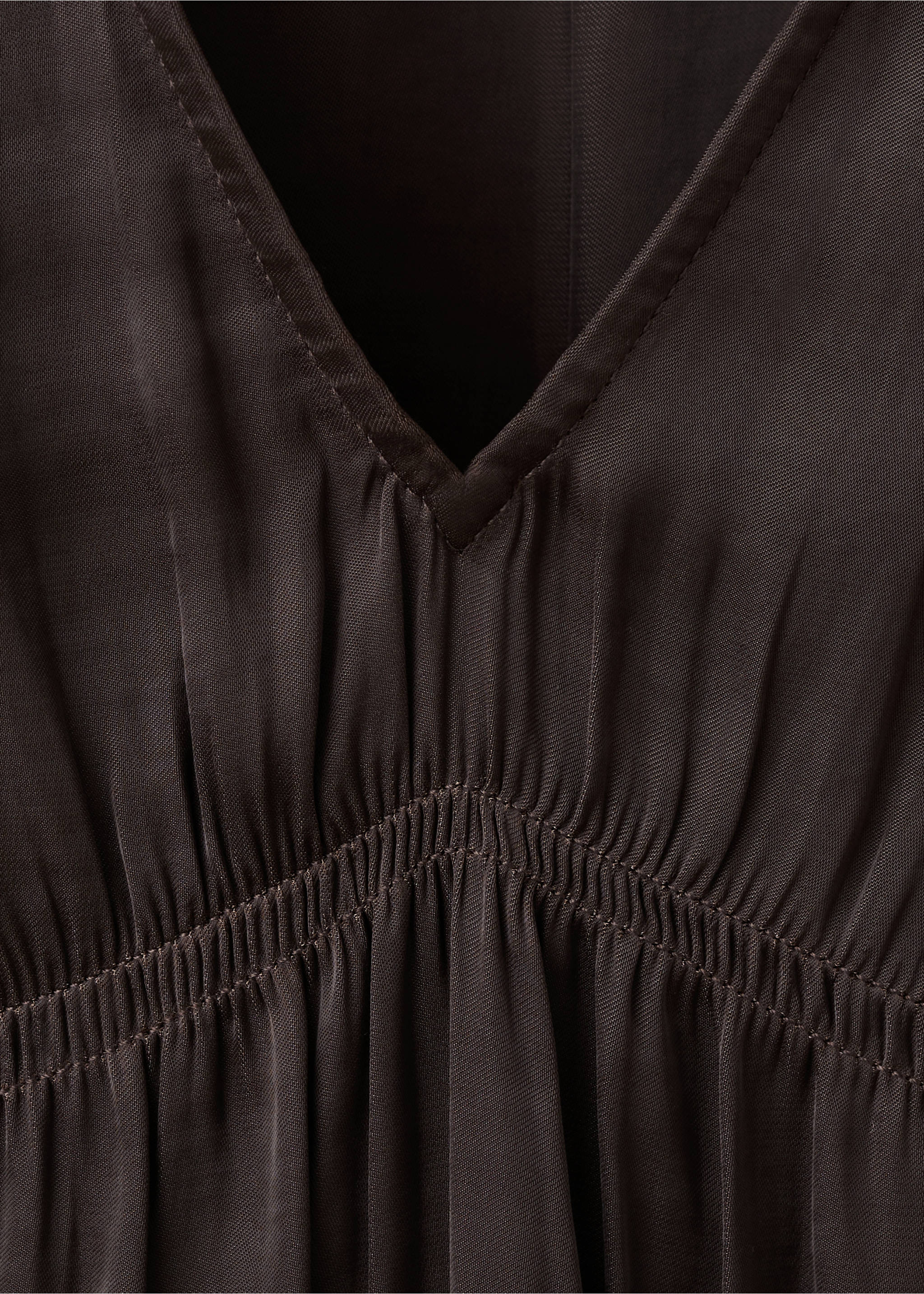 Ruched V-neck top - Details of the article 8, Brown. Ref: 37012895-00.