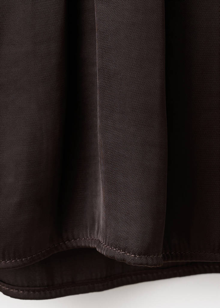 Ruched V-neck top — Brown