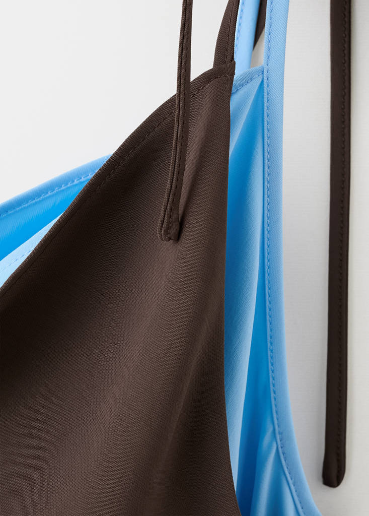 Overlay dress with ties — Brown