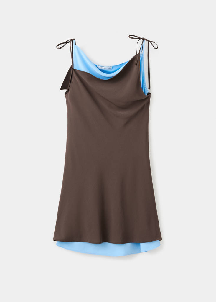Overlay dress with ties — Brown