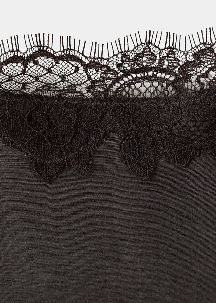 Satin lace top — Brown
