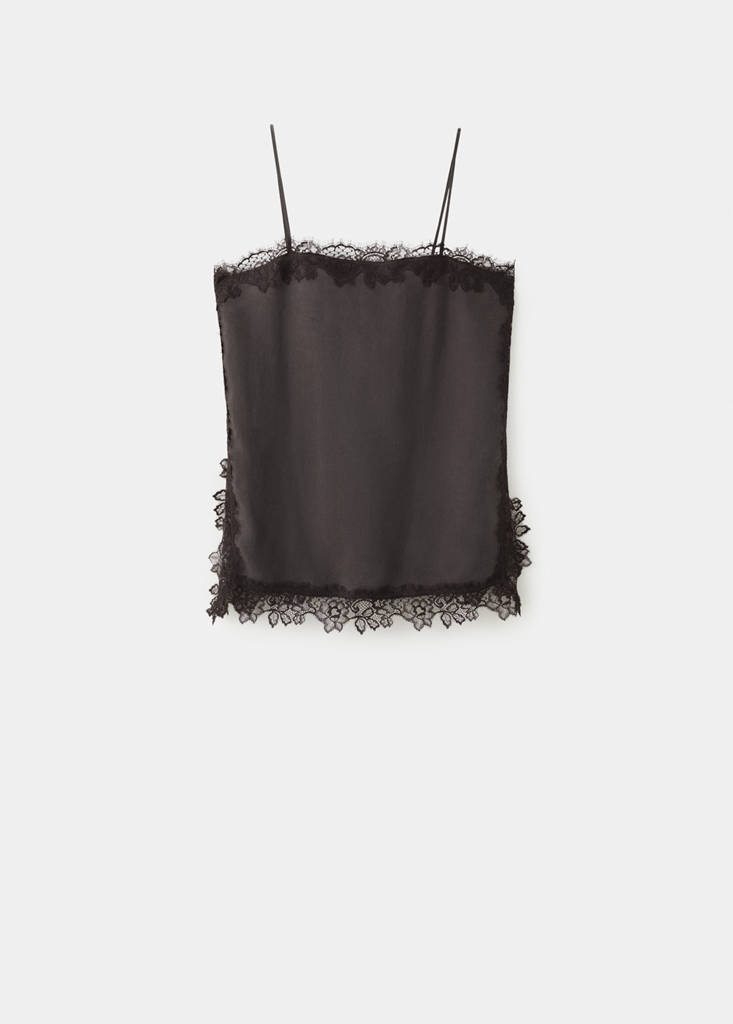Satin lace top — Brown