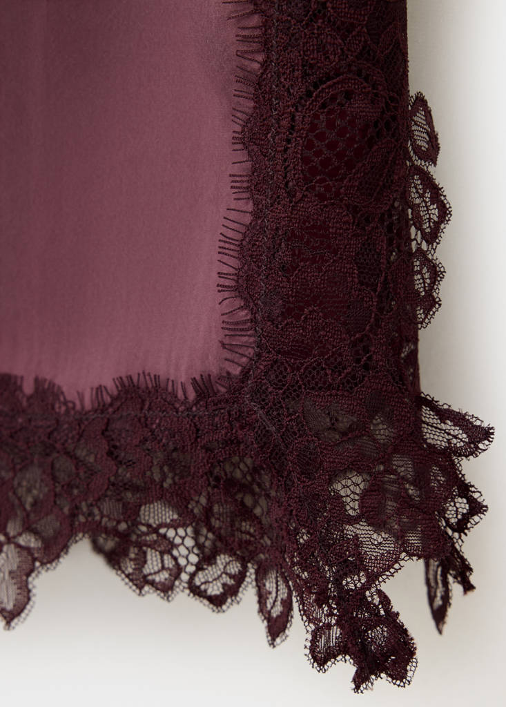 Satin lace top — Maroon