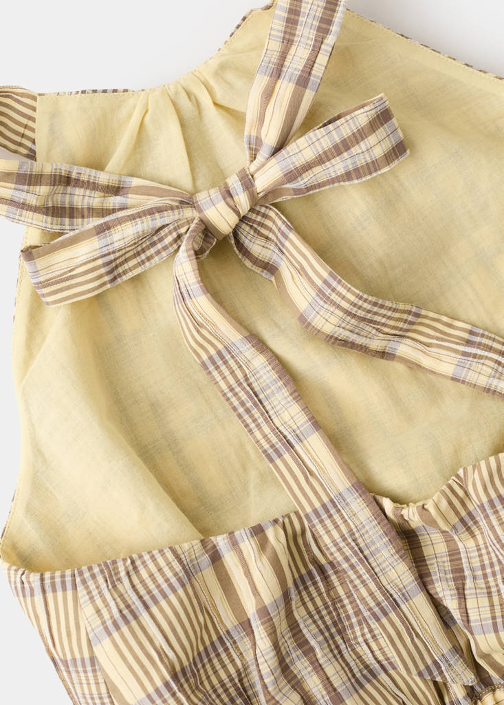 Halter neck check top — Brown