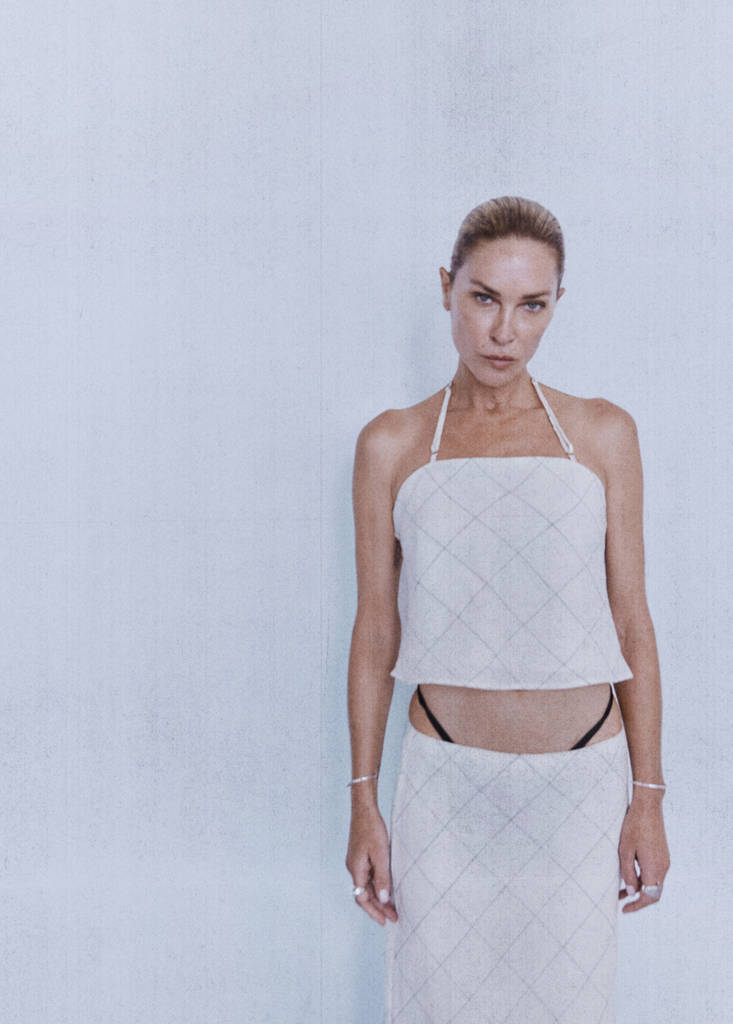 Check linen-blend top