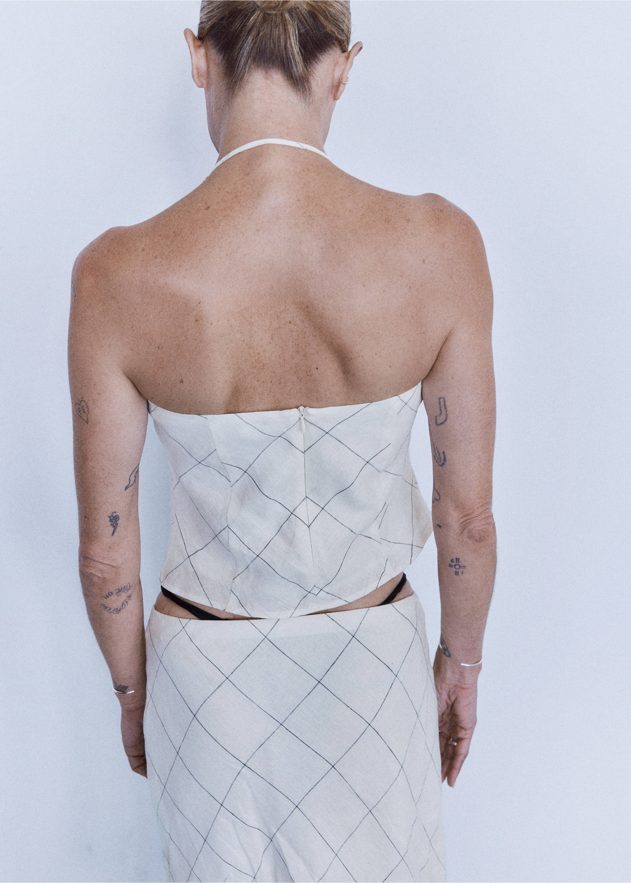 Check linen-blend top - Reverse of the article, White. Ref: 37012900-00.