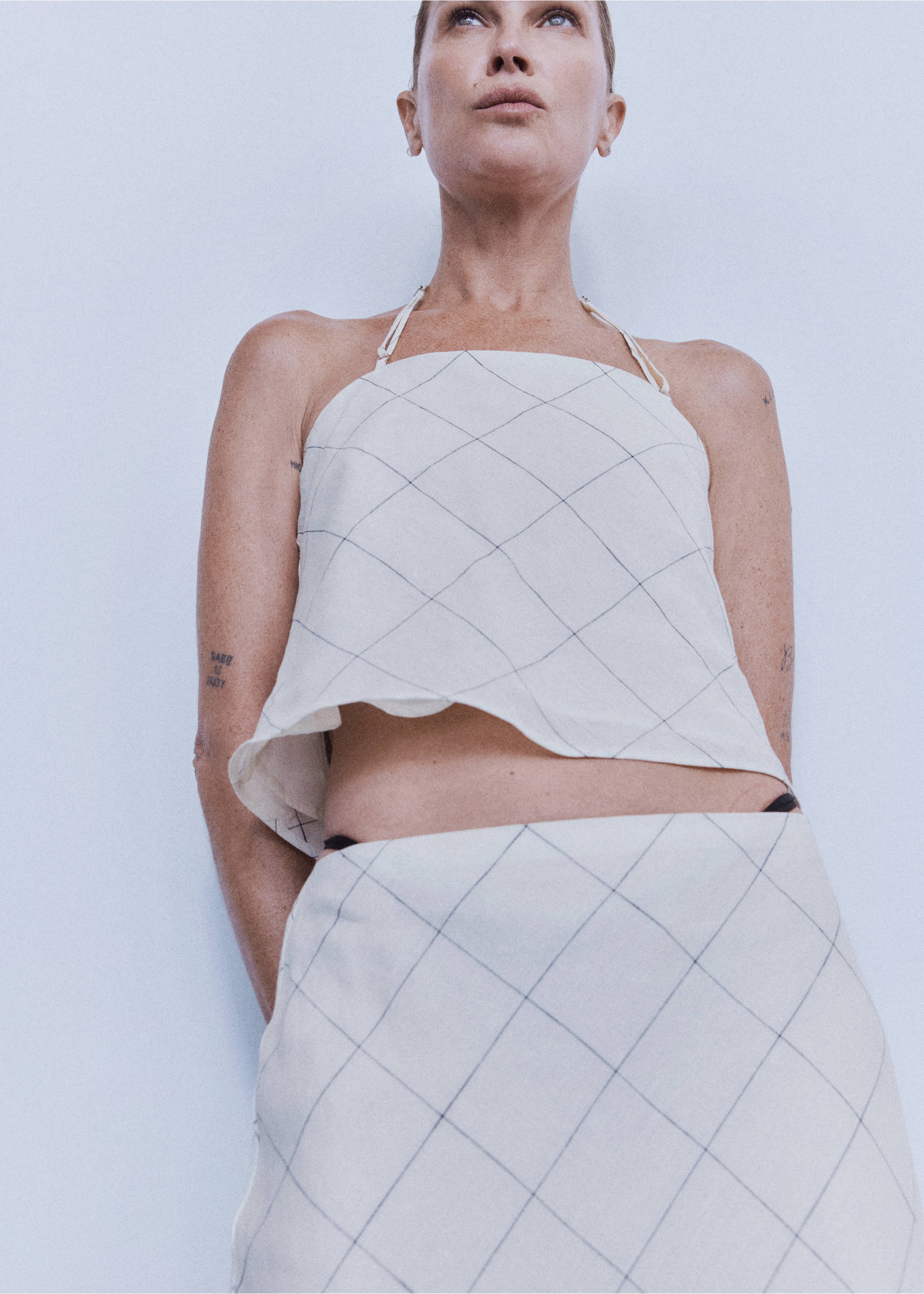 Check linen-blend top - Details of the article 1, White. Ref: 37012900-00.