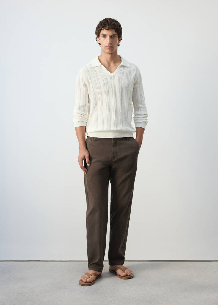 Open-knit cotton blend sweater — Off White
