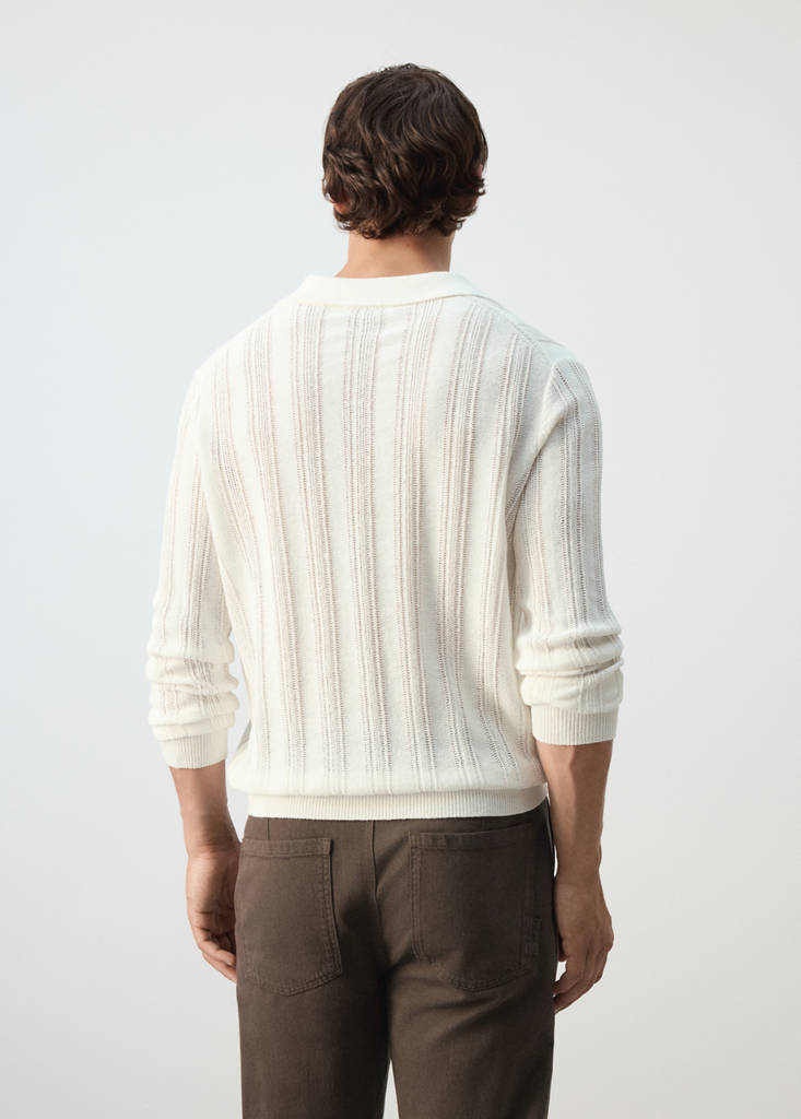 Open-knit cotton blend sweater — Off White
