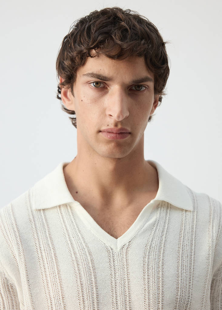 Open-knit cotton blend sweater — Off White
