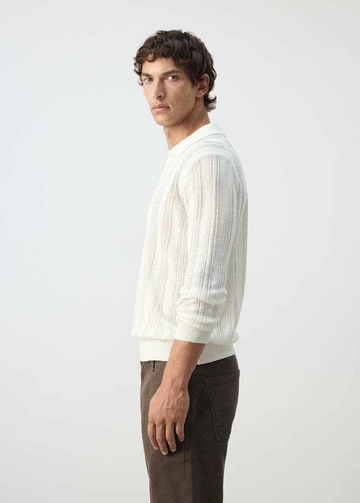Open-knit cotton blend sweater — Off White
