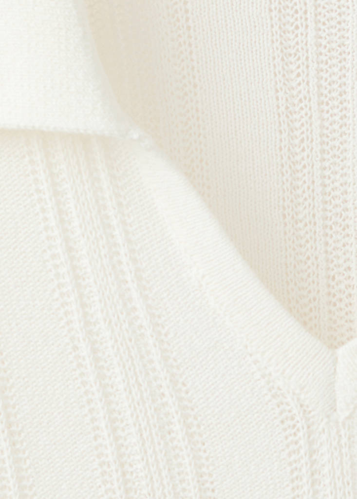 Open-knit cotton blend sweater — Off White