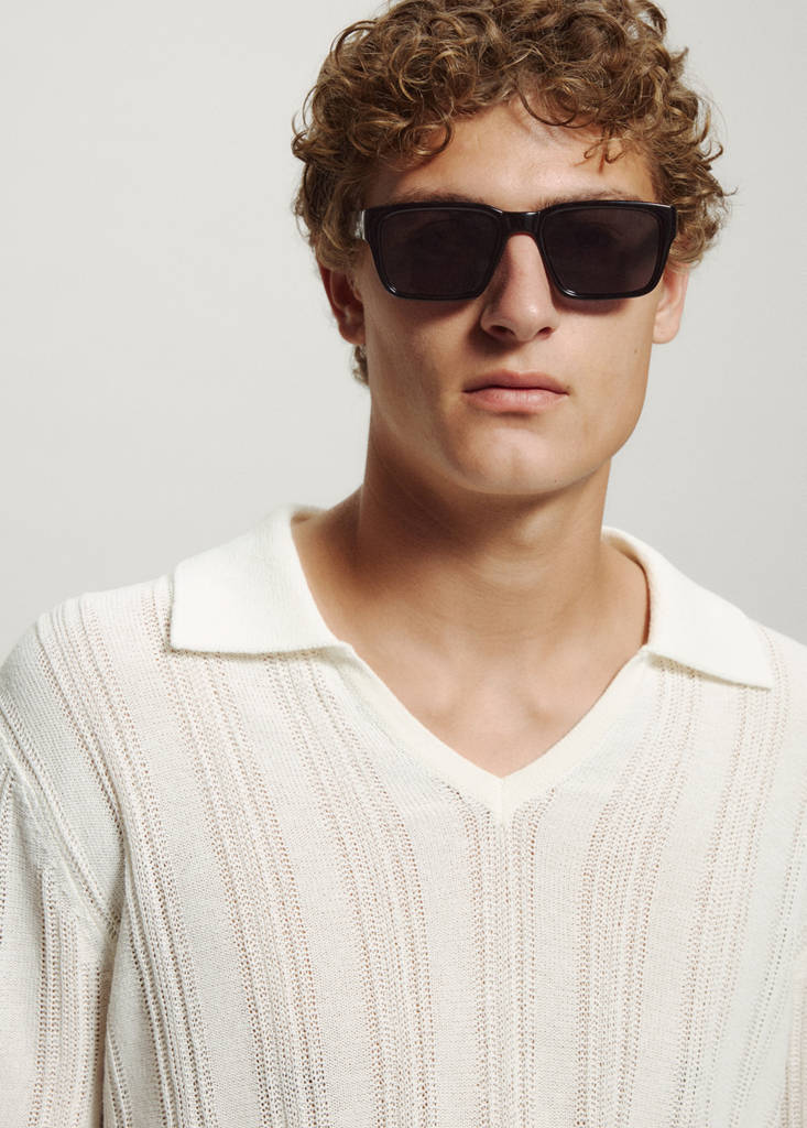 Open-knit cotton blend sweater — Off White