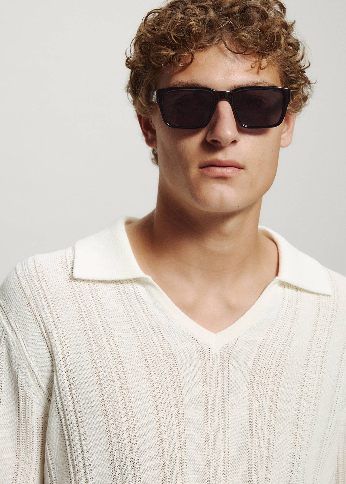 Open-knit cotton blend sweater — Off White