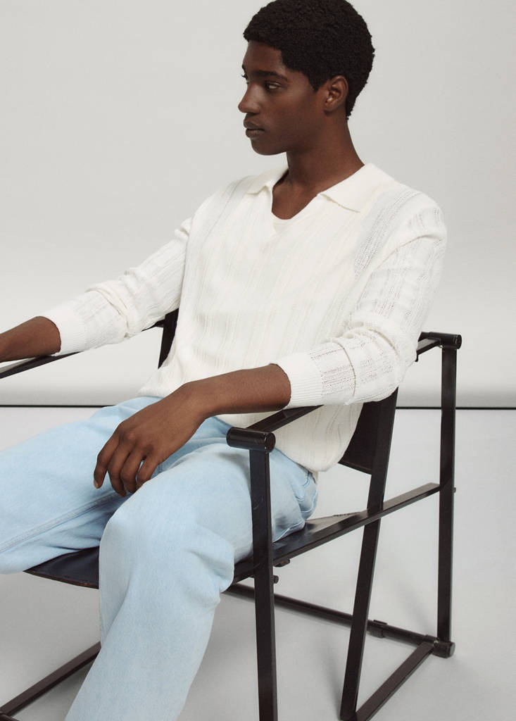 Open-knit cotton blend sweater — Off White