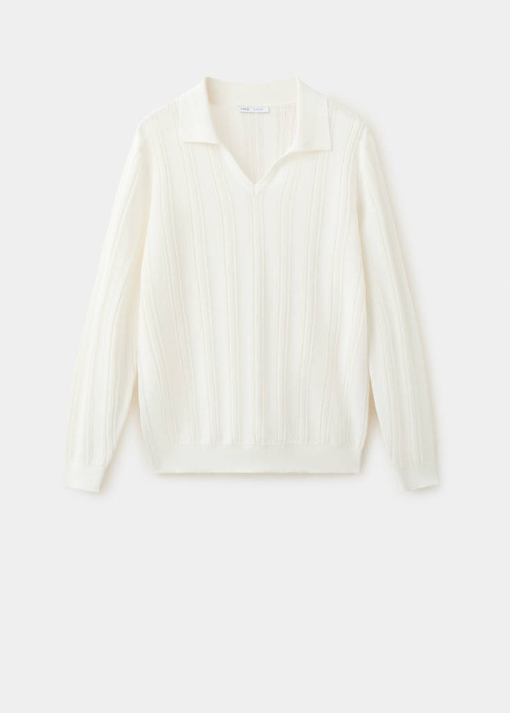 Open-knit cotton blend sweater — Off White