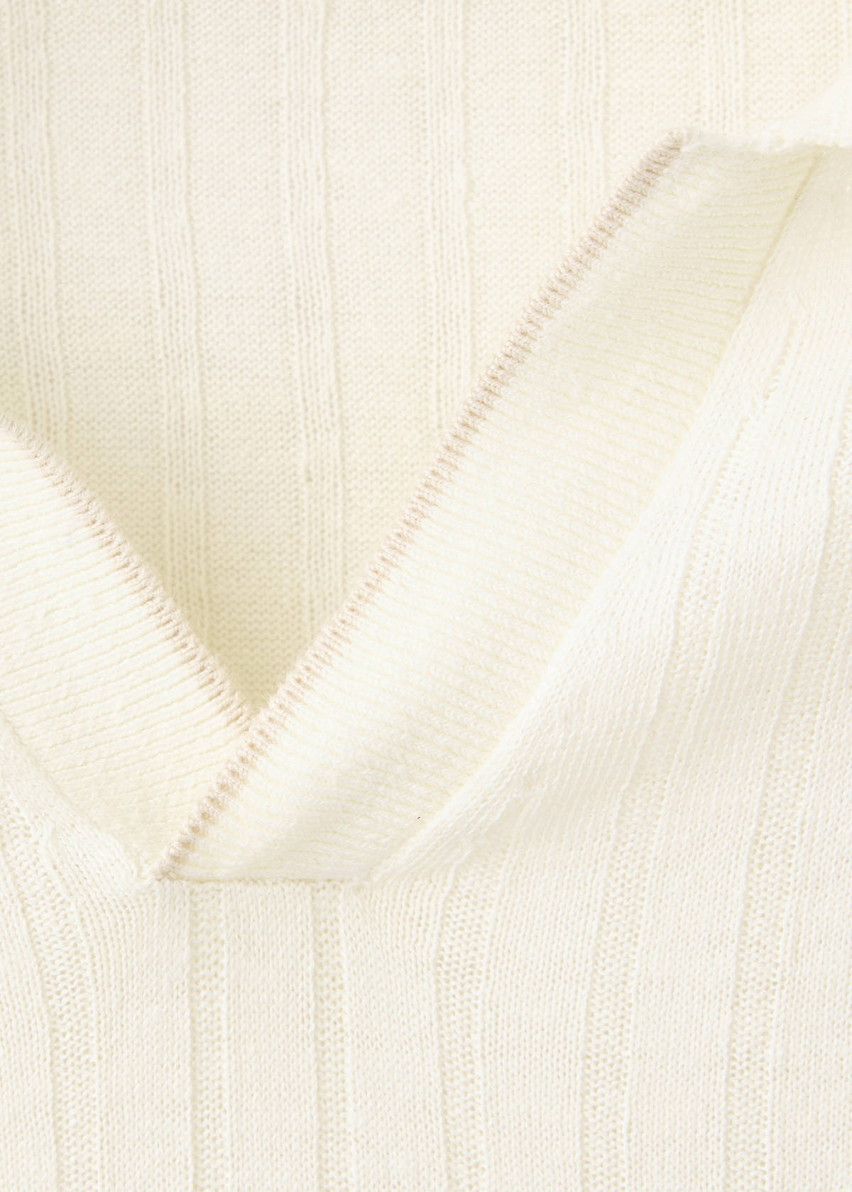 Ribbed linen lyocell blend polo — Off White