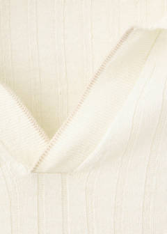 Ribbed linen lyocell blend polo — Off White 7