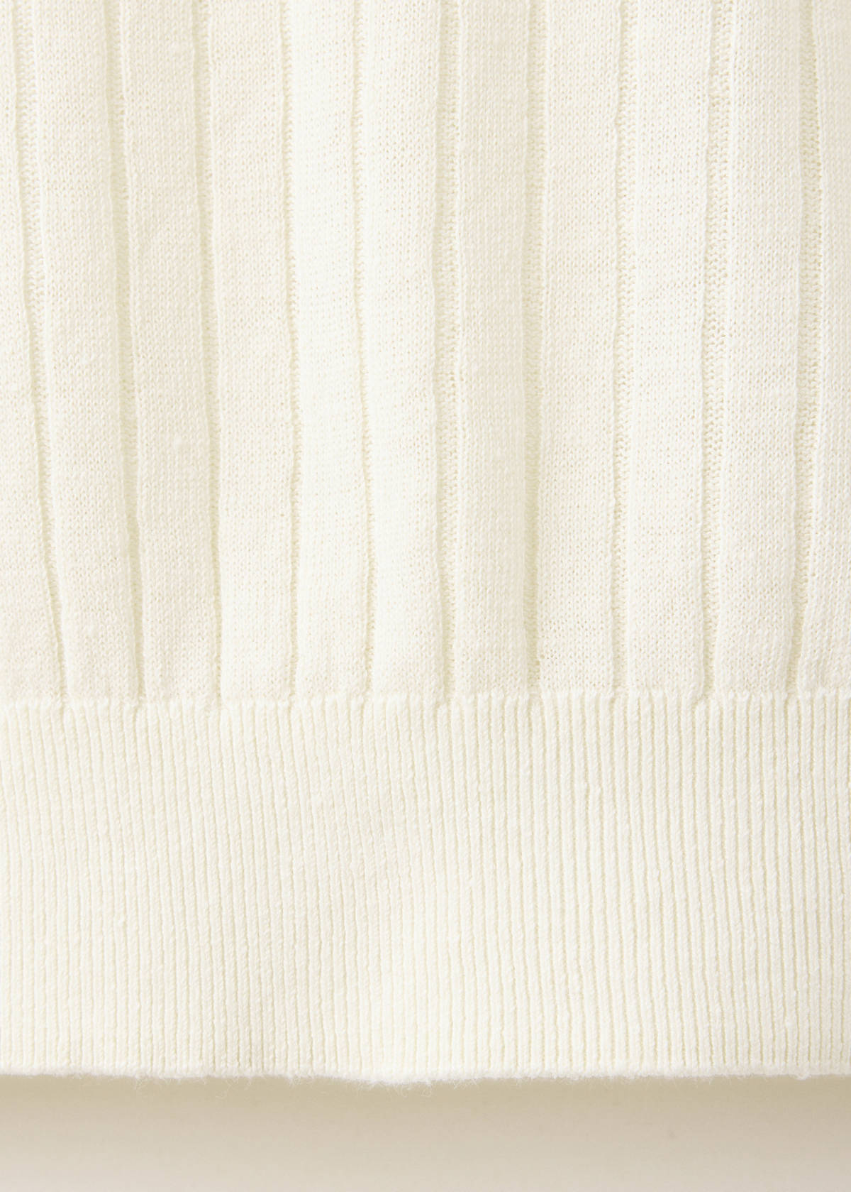 Ribbed linen lyocell blend polo — Off White